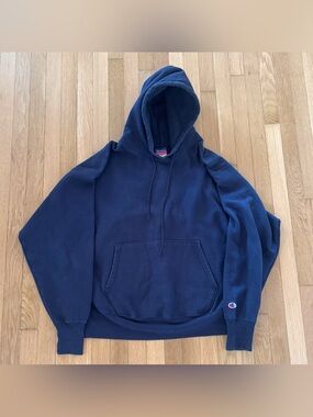 Vintage 90s Champion Reverse Weave Hoodie Mens XL Navy Blue Sweatshirt Mexico